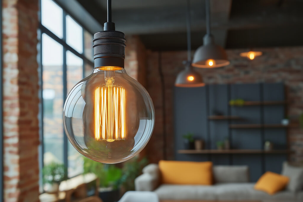 LED Filament Lamp in Loft Interior Setting